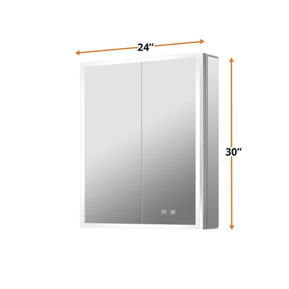 Lexora Mesa 24 in W x 30 in H Surface-Mount LED Mirror Medicine Cabinet with Defogger)
