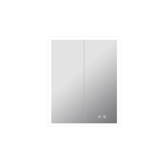 Lexora Mesa 24 in W x 30 in H Surface-Mount LED Mirror Medicine Cabinet with Defogger)