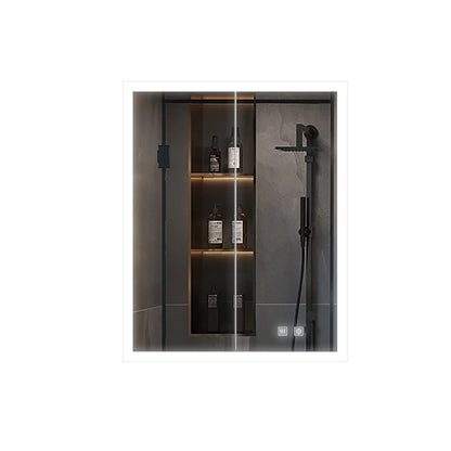 Lexora Mesa 24 in W x 30 in H Surface-Mount LED Mirror Medicine Cabinet with Defogger)