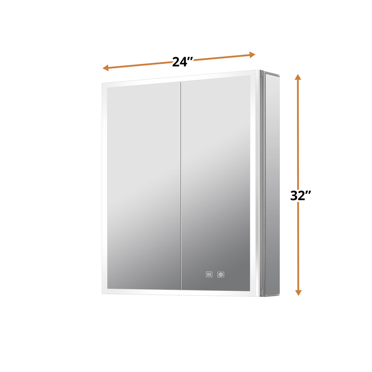 Lexora Mesa 24 in W x 32 in H Surface-Mount LED Mirror Medicine Cabinet with Defogger)