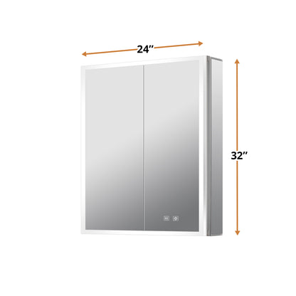 Lexora Mesa 24 in W x 32 in H Surface-Mount LED Mirror Medicine Cabinet with Defogger)