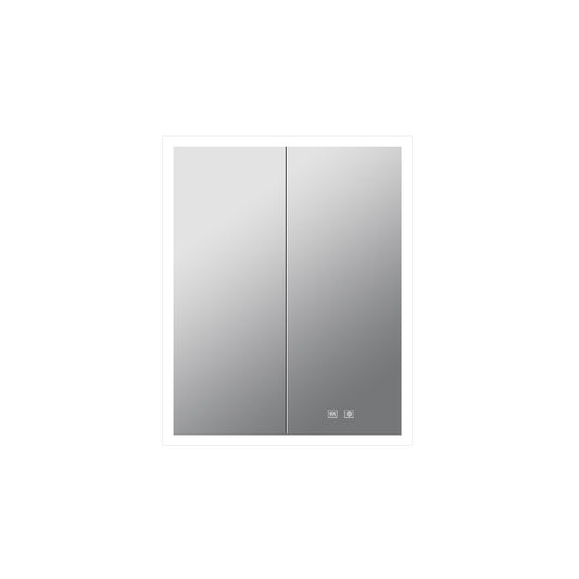 Lexora Mesa 24 in W x 32 in H Surface-Mount LED Mirror Medicine Cabinet with Defogger)