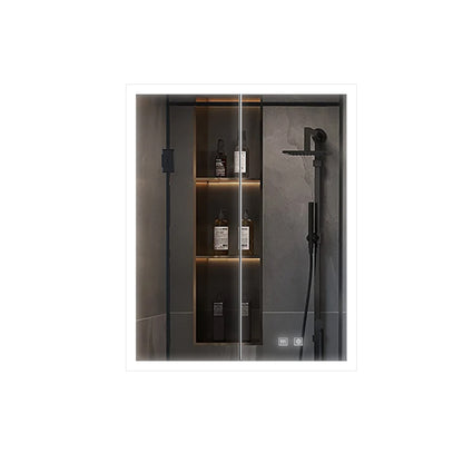 Lexora Mesa 24 in W x 32 in H Surface-Mount LED Mirror Medicine Cabinet with Defogger)