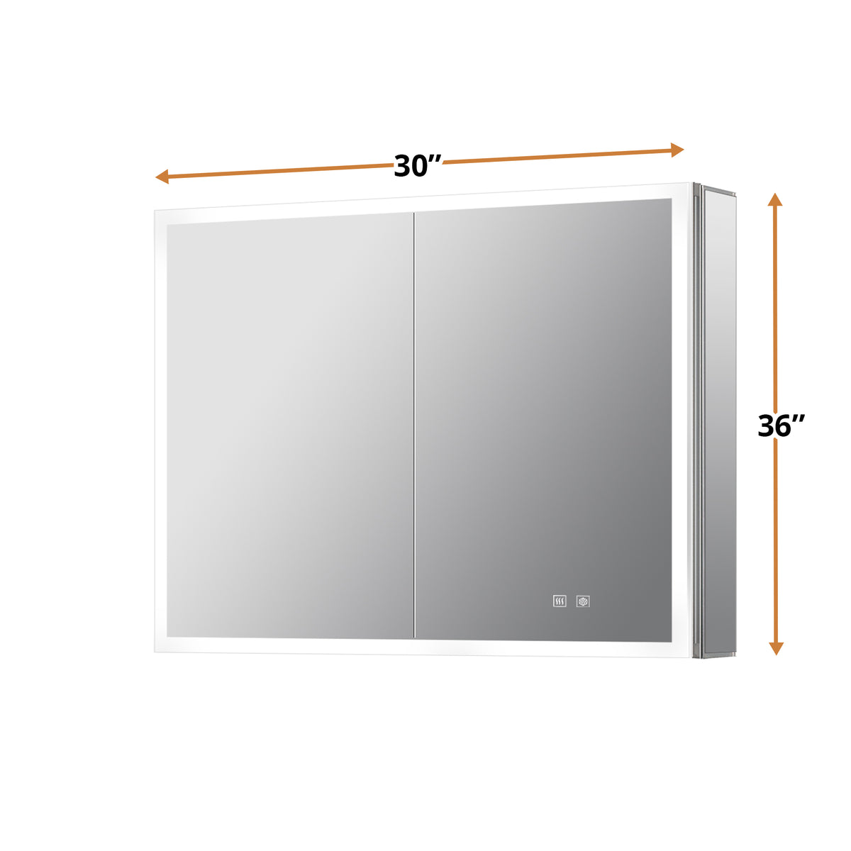 Lexora Mesa 30 in W x 36 in H Surface-Mount LED Mirror Medicine Cabinet with Defogger)