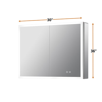 Lexora Mesa 30 in W x 36 in H Surface-Mount LED Mirror Medicine Cabinet with Defogger)