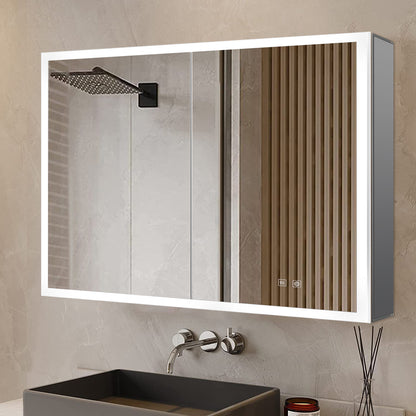 Lexora Mesa 30 in W x 36 in H Surface-Mount LED Mirror Medicine Cabinet with Defogger)