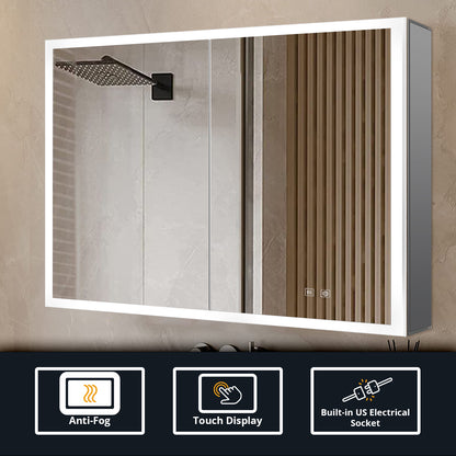 Lexora Mesa 30 in W x 36 in H Surface-Mount LED Mirror Medicine Cabinet with Defogger)