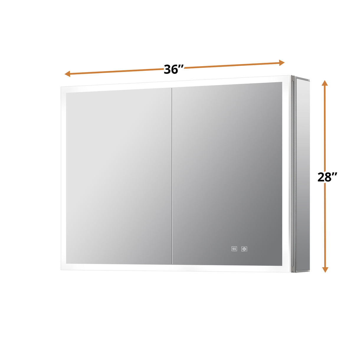 Lexora Mesa 36 in W x 28 in H Surface-Mount LED Mirror Medicine Cabinet with Defogger)