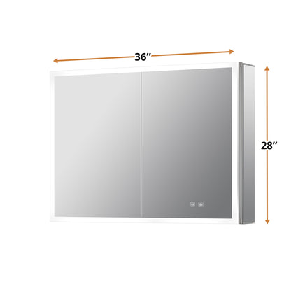Lexora Mesa 36 in W x 28 in H Surface-Mount LED Mirror Medicine Cabinet with Defogger)