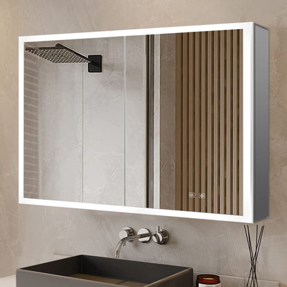 Lexora Mesa 36 in W x 28 in H Surface-Mount LED Mirror Medicine Cabinet with Defogger)