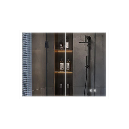 Lexora Mesa 36 in W x 28 in H Surface-Mount LED Mirror Medicine Cabinet with Defogger)