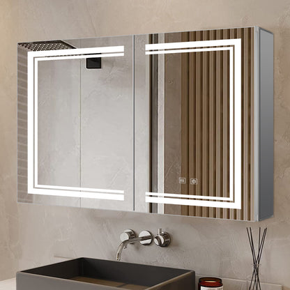Lexora Mesa 40 in W x 28 in H Surface-Mount LED Mirror Medicine Cabinet with Defogger)
