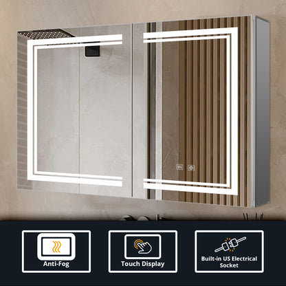 Lexora Mesa 40 in W x 28 in H Surface-Mount LED Mirror Medicine Cabinet with Defogger)