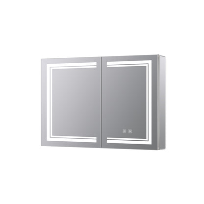 Lexora Mesa 40 in W x 28 in H Surface-Mount LED Mirror Medicine Cabinet with Defogger)