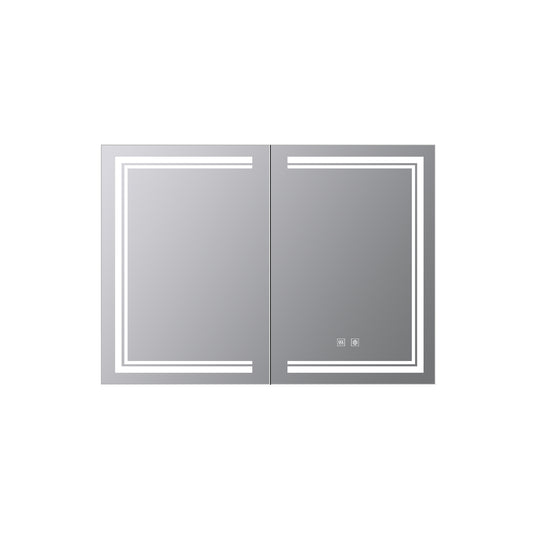 Lexora Mesa 40 in W x 28 in H Surface-Mount LED Mirror Medicine Cabinet with Defogger)