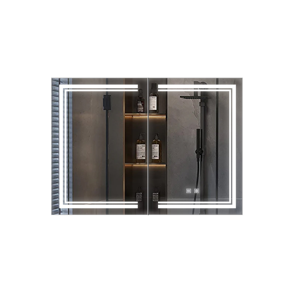Lexora Mesa 40 in W x 28 in H Surface-Mount LED Mirror Medicine Cabinet with Defogger)