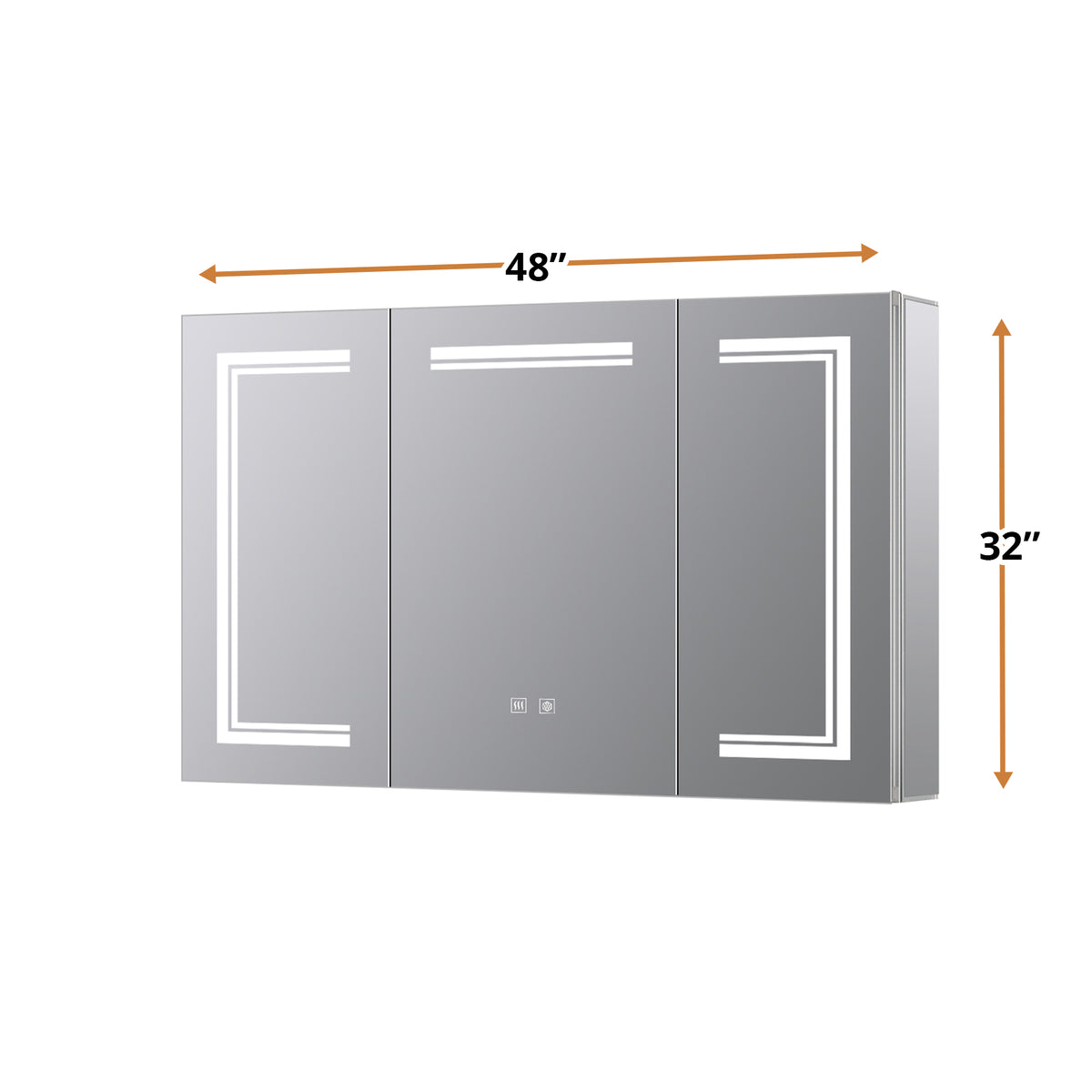 Lexora Mesa 48 in W x 32 in H Surface-Mount LED Mirror Medicine Cabinet with Defogger)