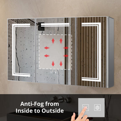 Lexora Mesa 48 in W x 32 in H Surface-Mount LED Mirror Medicine Cabinet with Defogger)