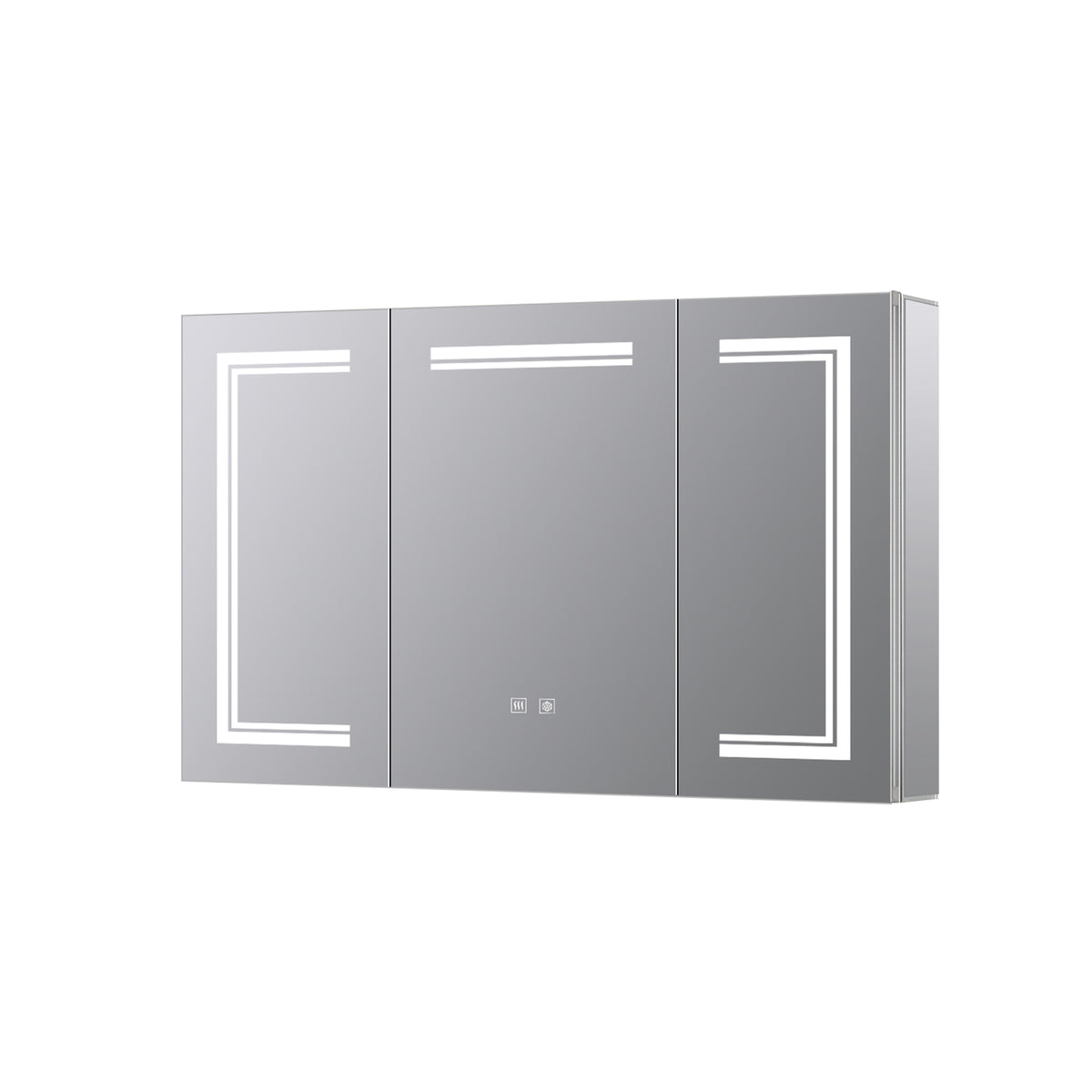 Lexora Mesa 48 in W x 32 in H Surface-Mount LED Mirror Medicine Cabinet with Defogger)