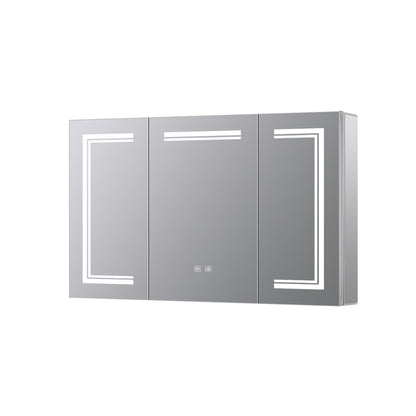 Lexora Mesa 48 in W x 32 in H Surface-Mount LED Mirror Medicine Cabinet with Defogger)