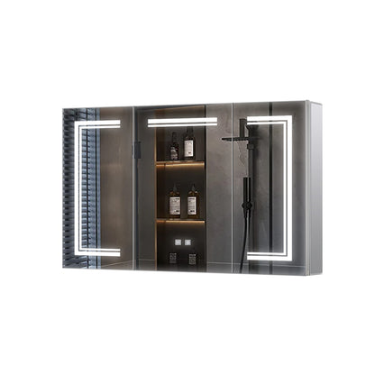 Lexora Mesa 48 in W x 32 in H Surface-Mount LED Mirror Medicine Cabinet with Defogger)