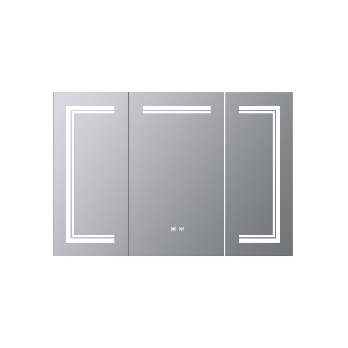 Lexora Mesa 48 in W x 32 in H Surface-Mount LED Mirror Medicine Cabinet with Defogger)