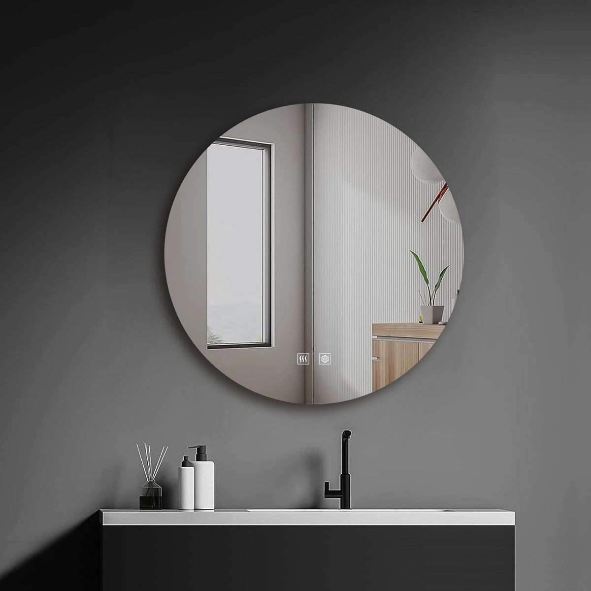 Lexora Nordica 70 cm. Diamter Circular LED Bathroom Vanity Mirror