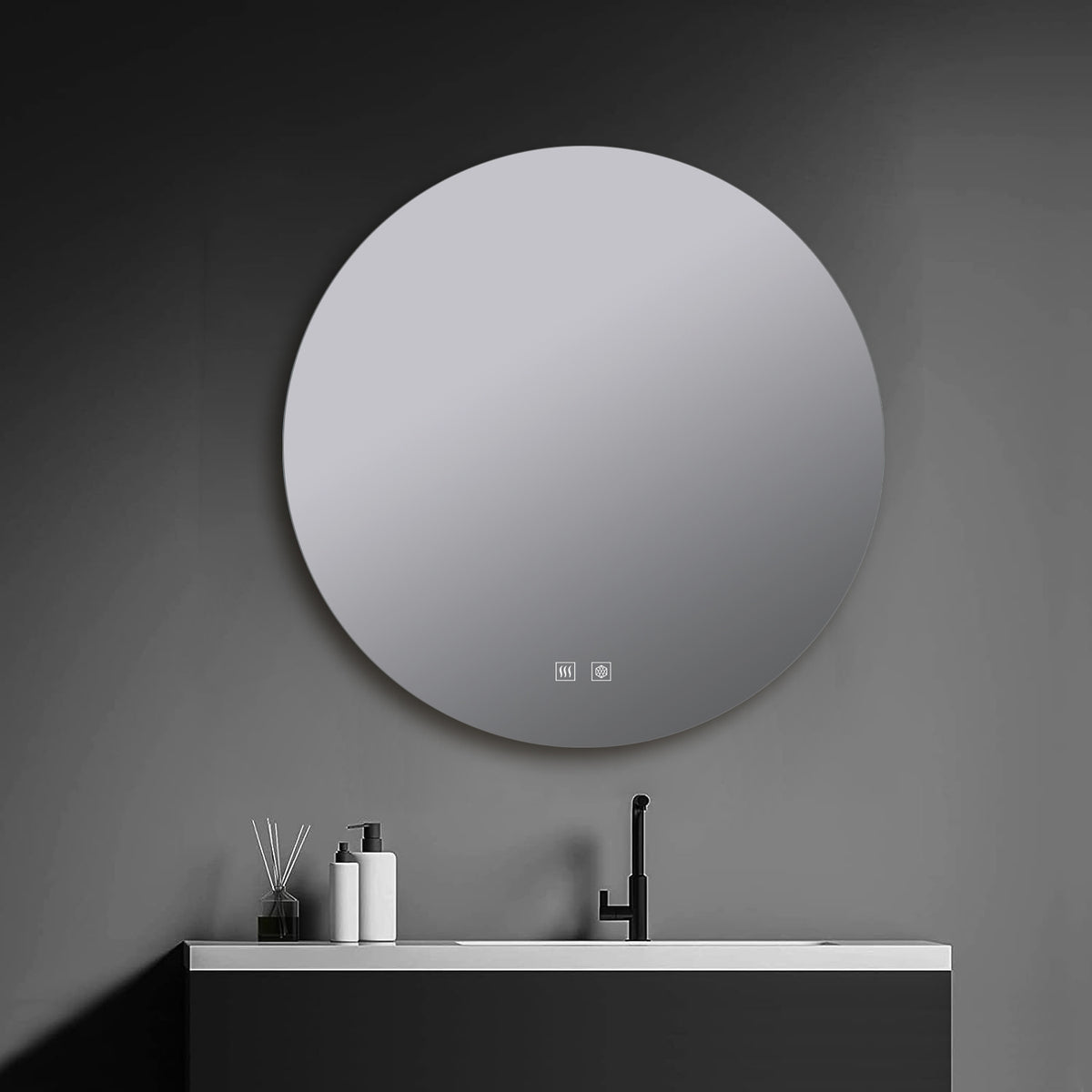Lexora Nordica 80 cm. Diamter Circular LED Bathroom Vanity Mirror