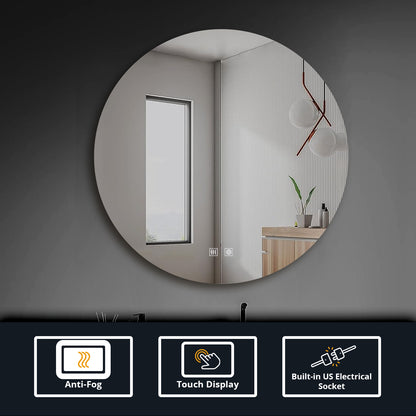 Lexora Nordica 90 cm. Diamter Circular LED Bathroom Vanity Mirror