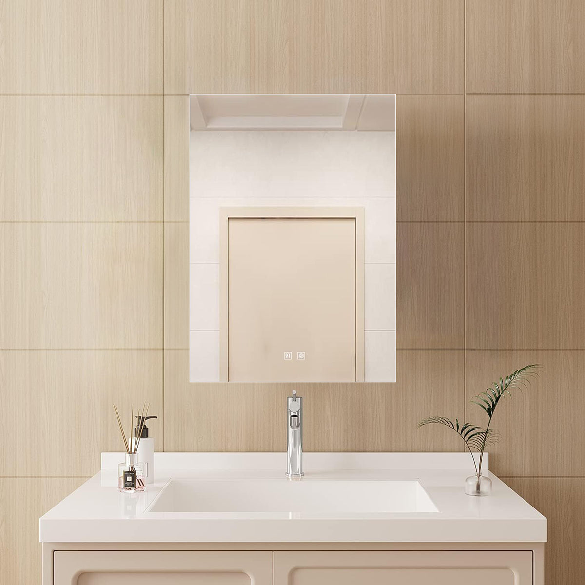Lexora Vellum 20 in. W x 28 in. H LED Bathroom Vanity Mirror