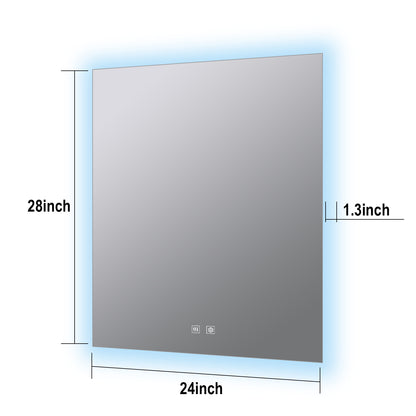 Lexora Vellum 24 in. W x 28 in. H LED Bathroom Vanity Mirror