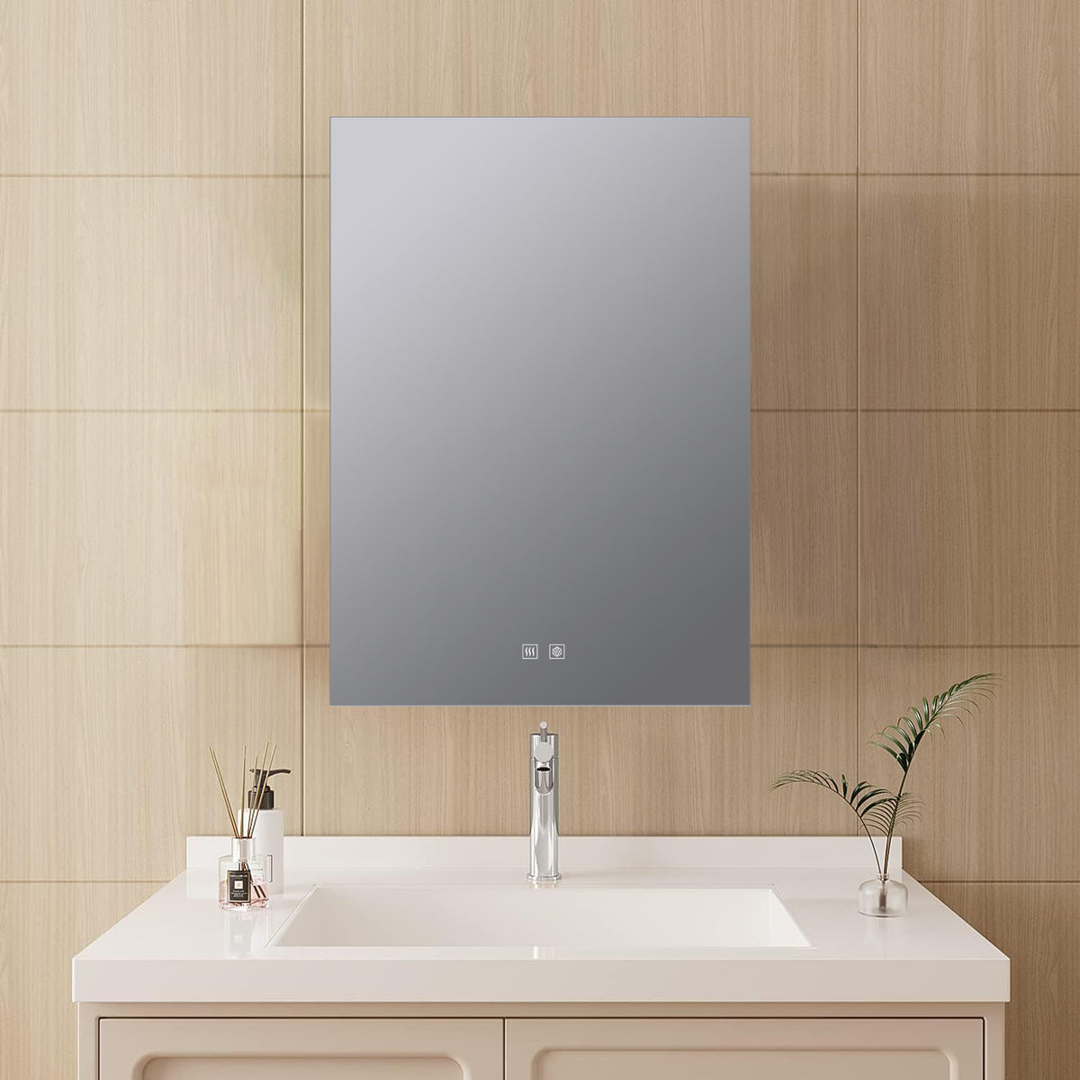 Lexora Vellum 24 in. W x 28 in. H LED Bathroom Vanity Mirror