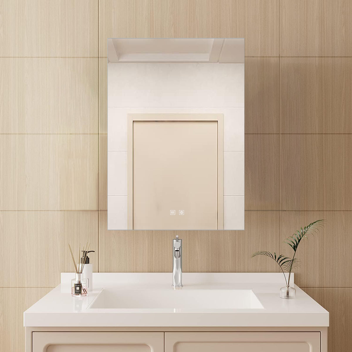 Lexora Vellum 24 in. W x 28 in. H LED Bathroom Vanity Mirror