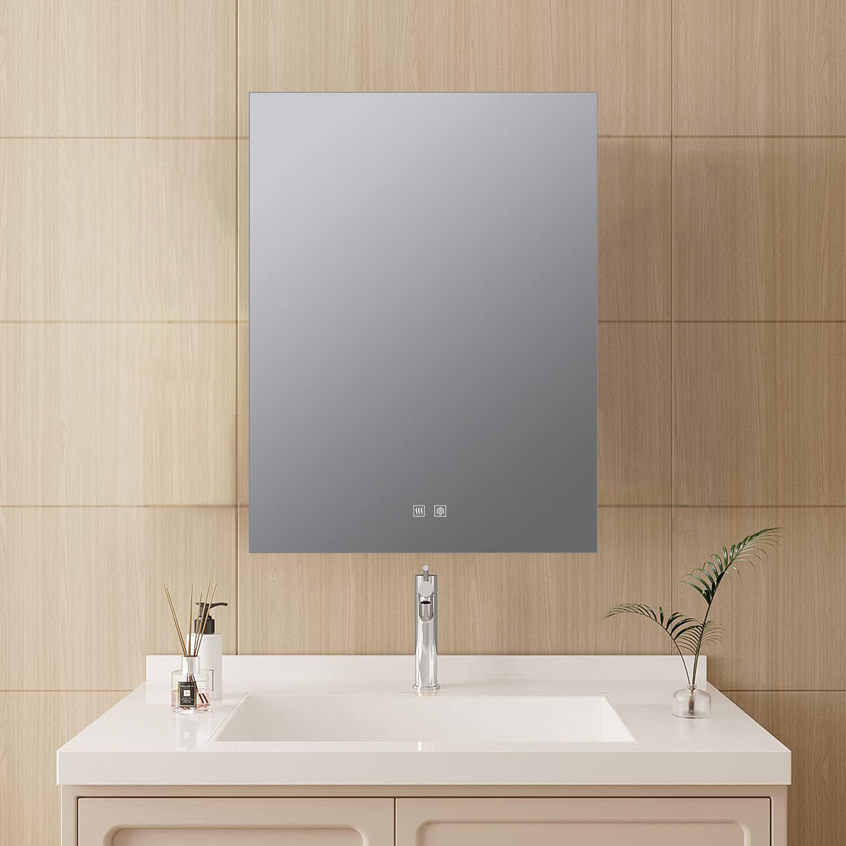 Lexora Vellum 30 in. W x 28 in. H LED Bathroom Vanity Mirror