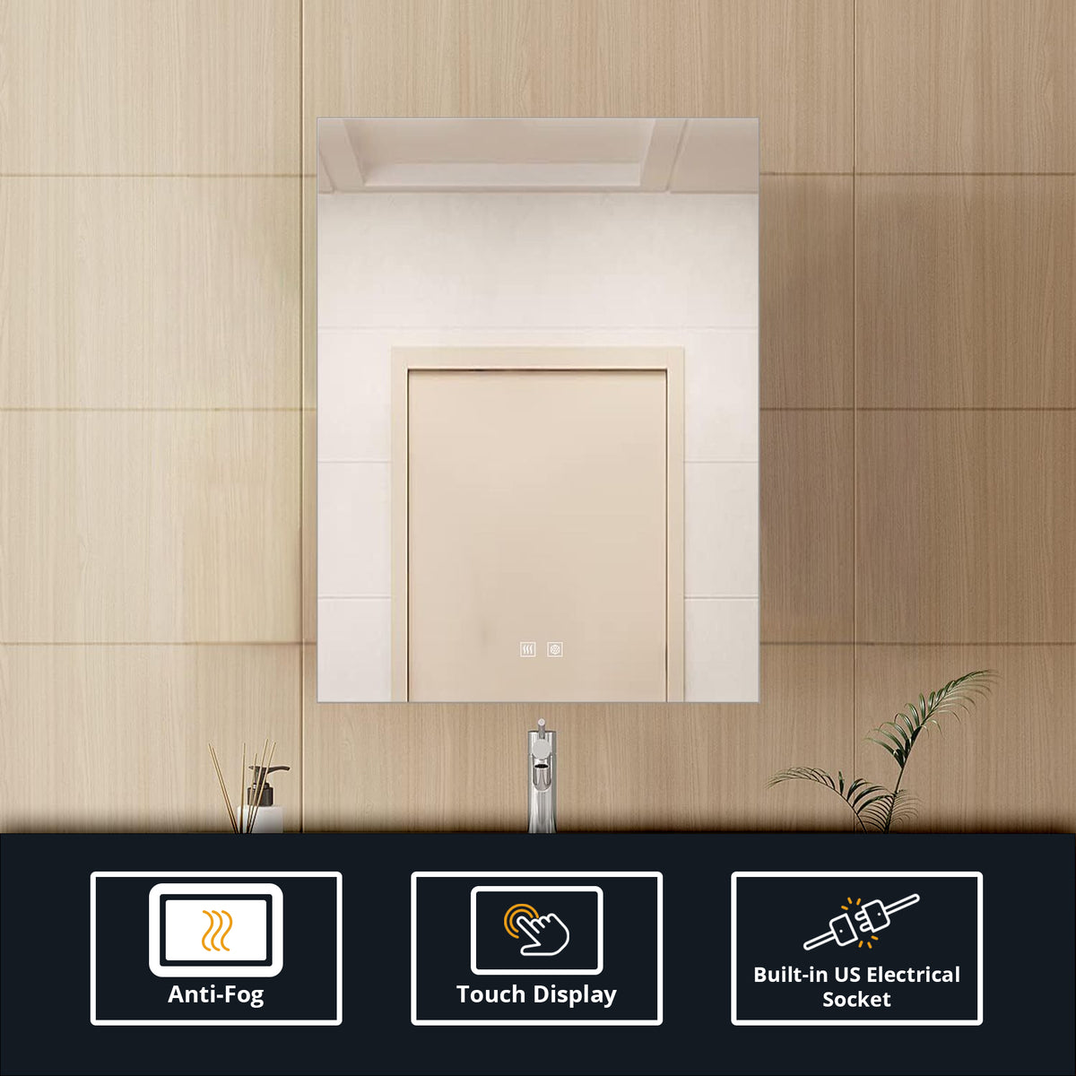 Lexora Vellum 30 in. W x 28 in. H LED Bathroom Vanity Mirror