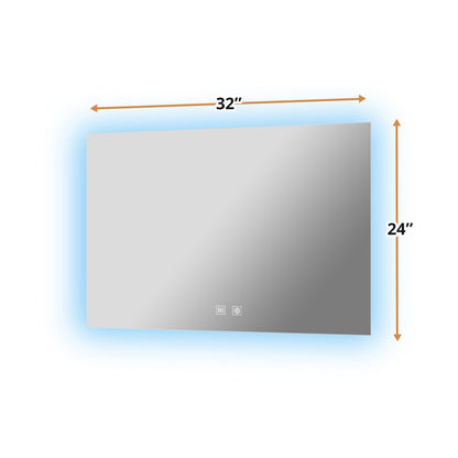 Lexora Vellum 32 in. W x 24 in. H LED Bathroom Vanity Mirror