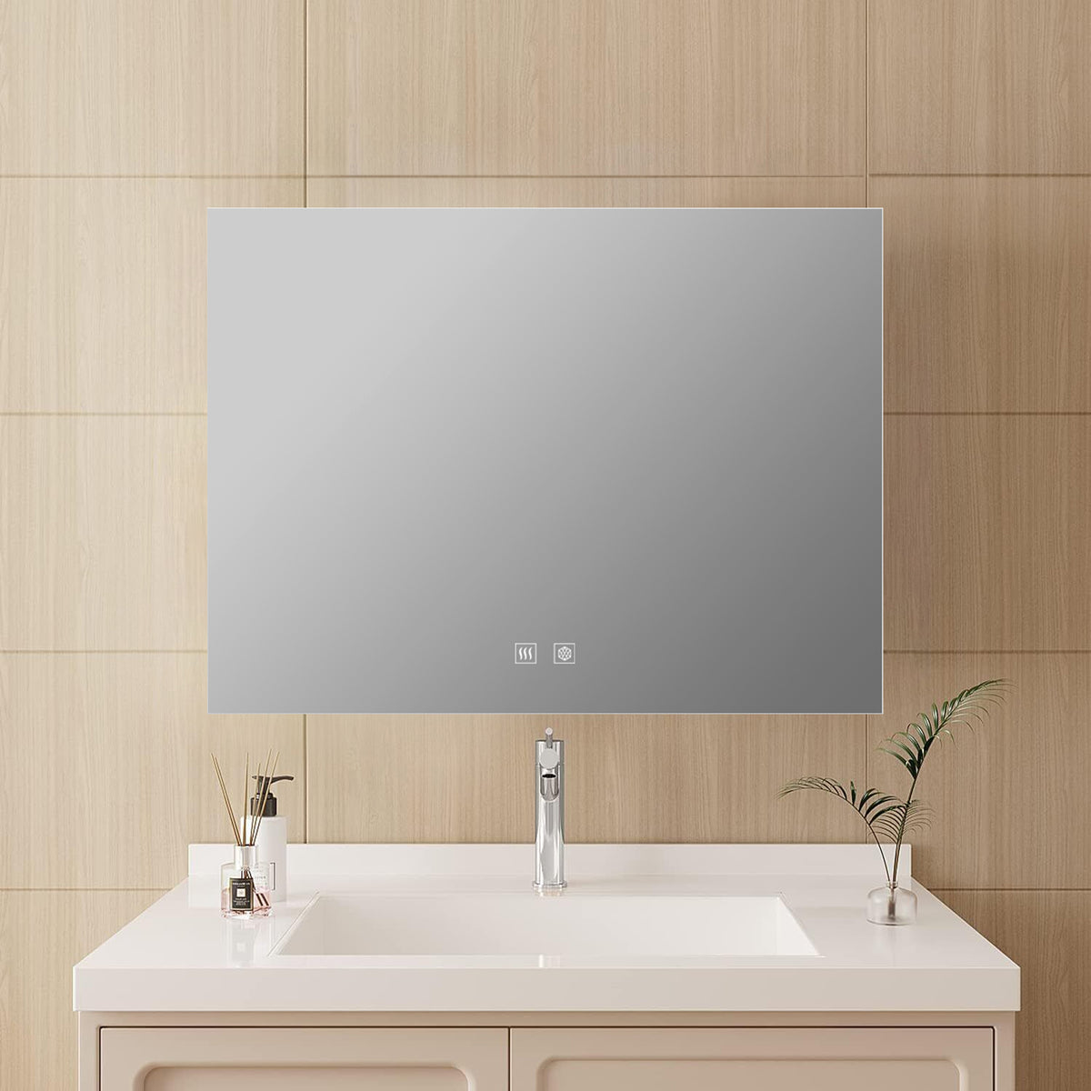 Lexora Vellum 32 in. W x 24 in. H LED Bathroom Vanity Mirror