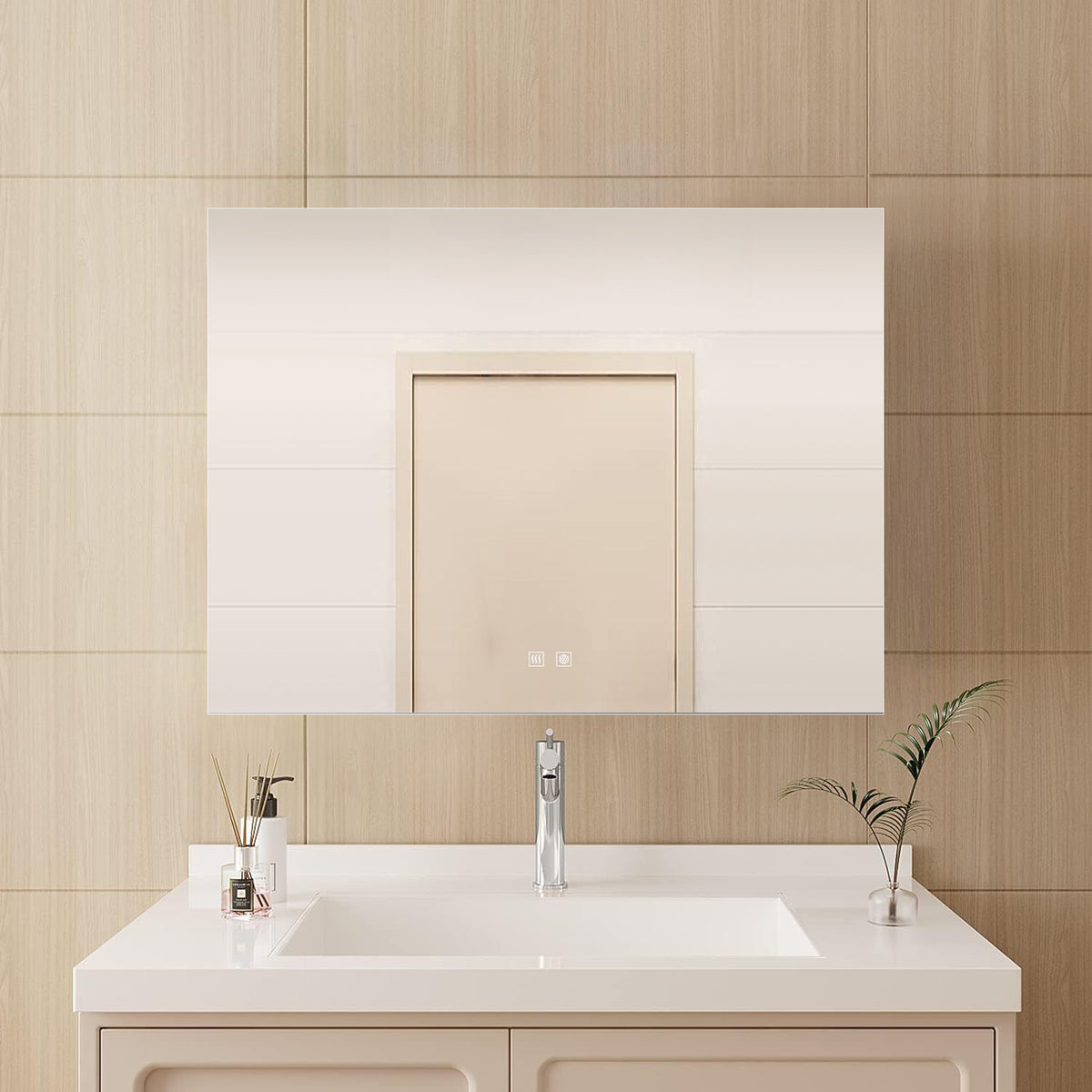 Lexora Vellum 32 in. W x 24 in. H LED Bathroom Vanity Mirror