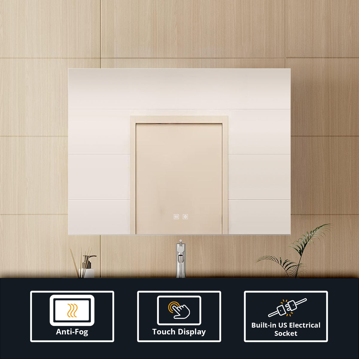 Lexora Vellum 32 in. W x 24 in. H LED Bathroom Vanity Mirror