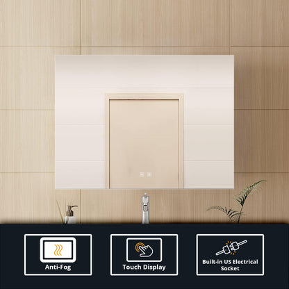 Lexora Vellum 32 in. W x 24 in. H LED Bathroom Vanity Mirror