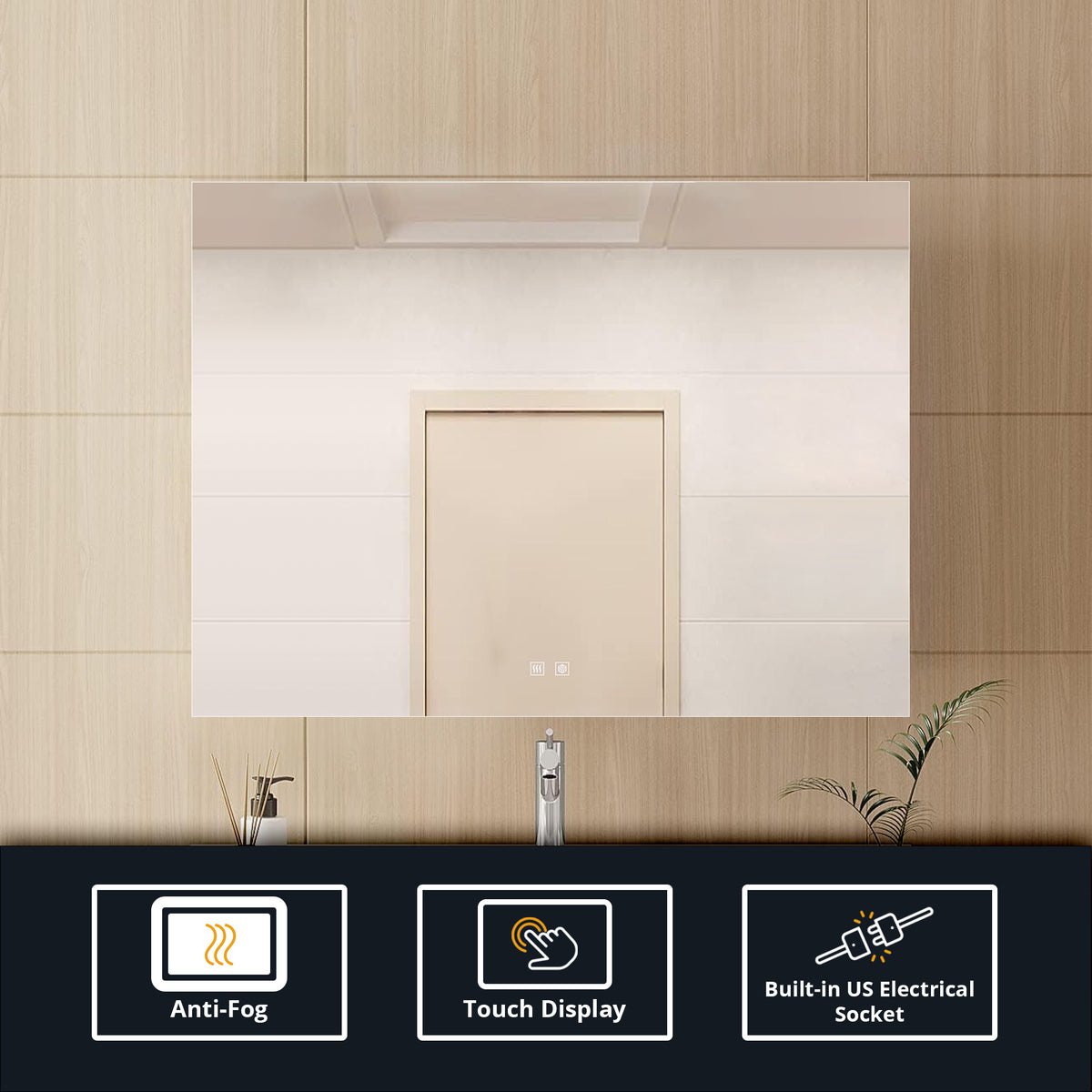 Lexora Vellum 36 in. W x 28 in. H LED Bathroom Vanity Mirror