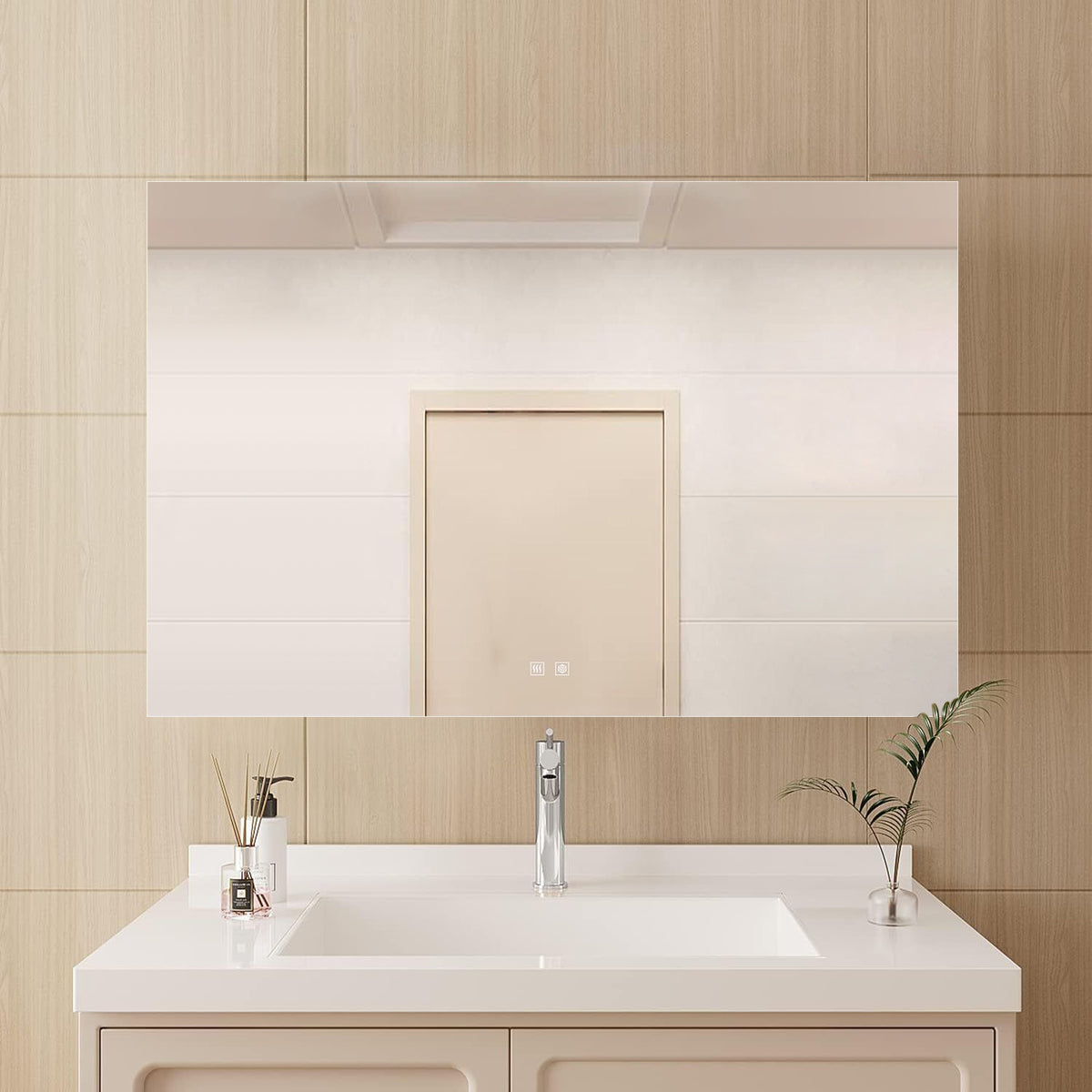 Lexora Vellum 40 in. W x 28 in. H LED Bathroom Vanity Mirror