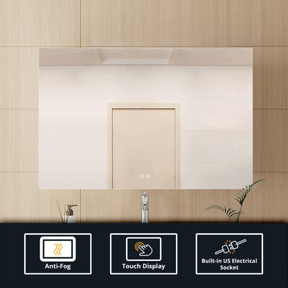 Lexora Vellum 40 in. W x 28 in. H LED Bathroom Vanity Mirror
