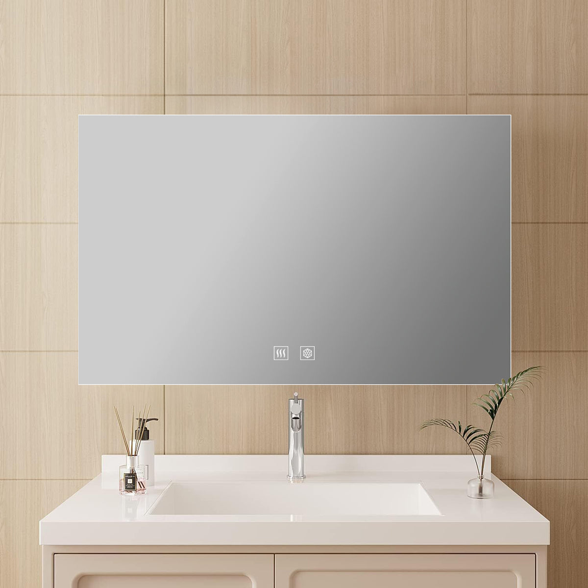 Lexora Vellum 48 in. W x 32 in. H LED Bathroom Vanity Mirror