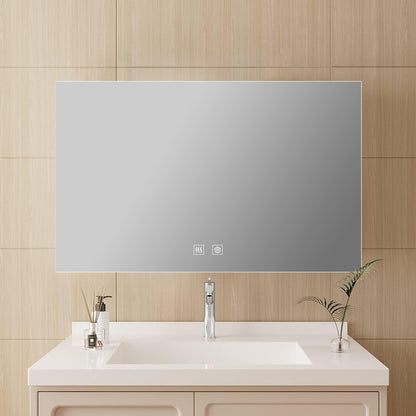 Lexora Vellum 48 in. W x 32 in. H LED Bathroom Vanity Mirror