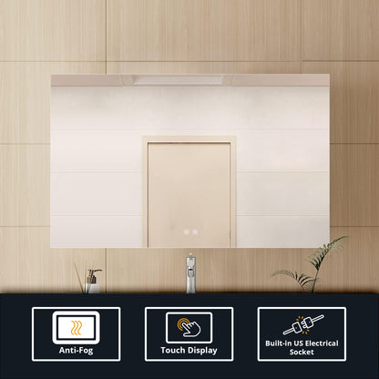 Lexora Vellum 48 in. W x 32 in. H LED Bathroom Vanity Mirror