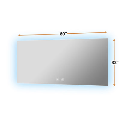 Lexora Vellum 60 in. W x 32 in. H LED Bathroom Vanity Mirror