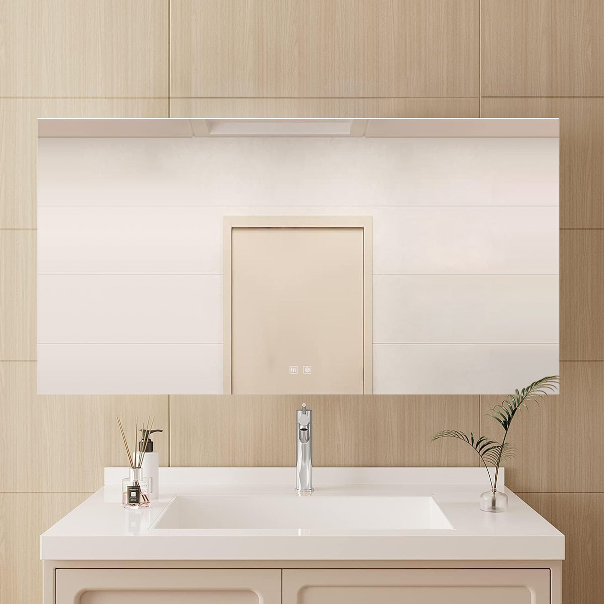 Lexora Vellum 60 in. W x 32 in. H LED Bathroom Vanity Mirror