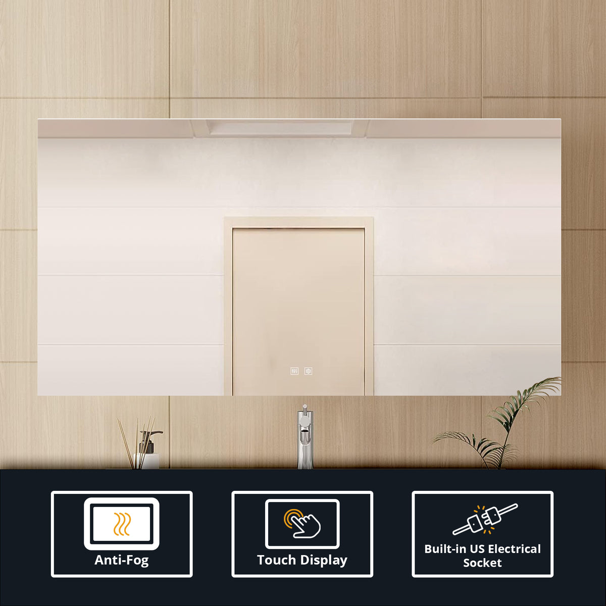 Lexora Vellum 60 in. W x 32 in. H LED Bathroom Vanity Mirror