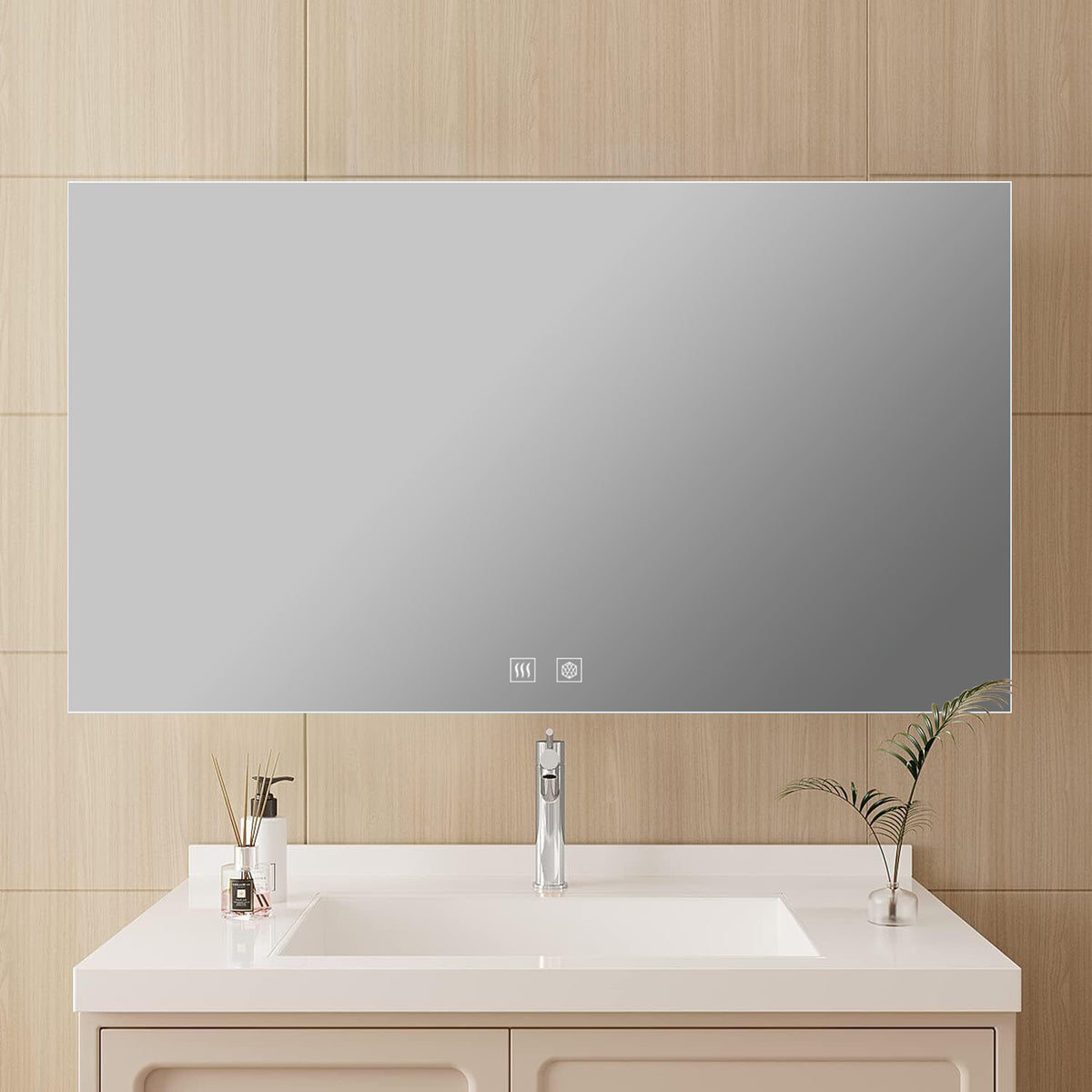 Lexora Vellum 60 in. W x 36 in. H LED Bathroom Vanity Mirror